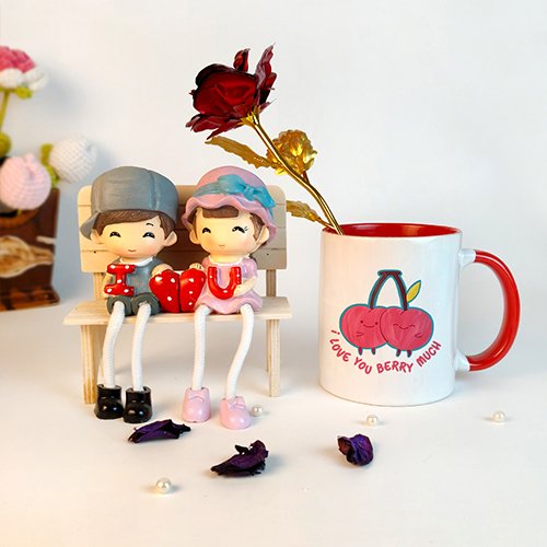 Valentine Special Couple Showpiece & Mug Gift Combo-Giftii