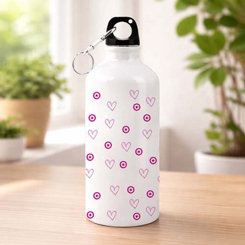 Pink Charm Water Bottle|Cute Printed Daily Sipper-Giftii