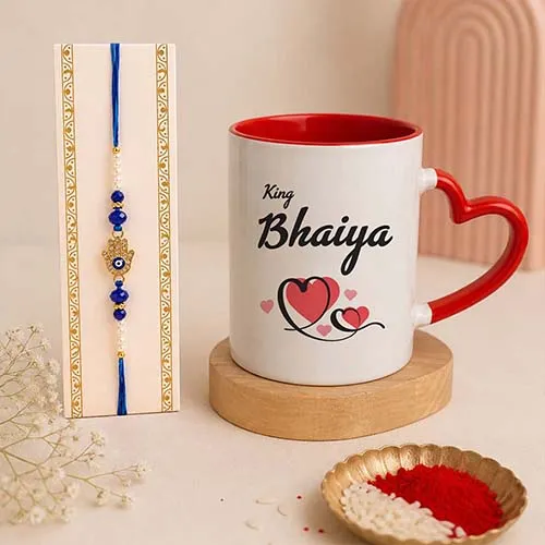 King Bhaiya Evil Eye Rakhi Mug Gift Set-Giftii