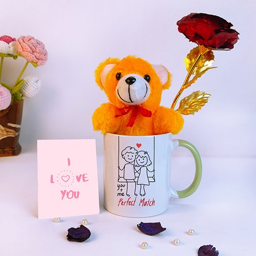 Perfect Match Teddy Mug Valentine Gift box-Giftii