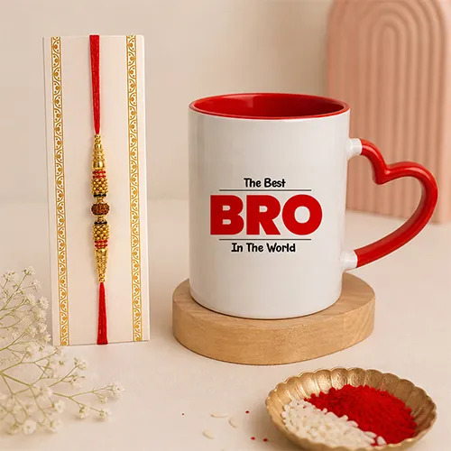 Heart Handle Bro Mug Rakhi Set For Brother-Giftii