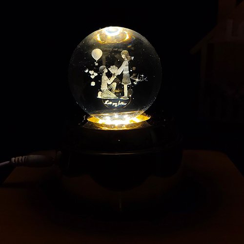 3D Crystal Couple Rotating LED Lamp-Giftii