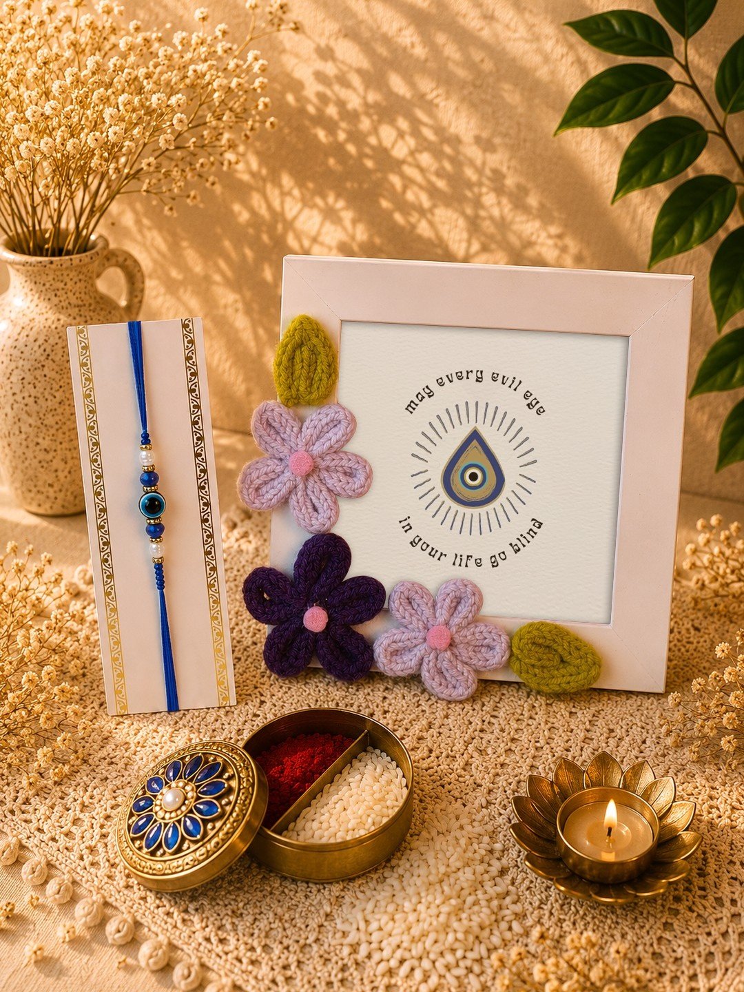 Good Luck Blessings Rakhi Gift Box for Brother-Giftii