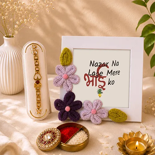 Brother Protection Rakhi Gift Box with Crochet Frame-Giftii