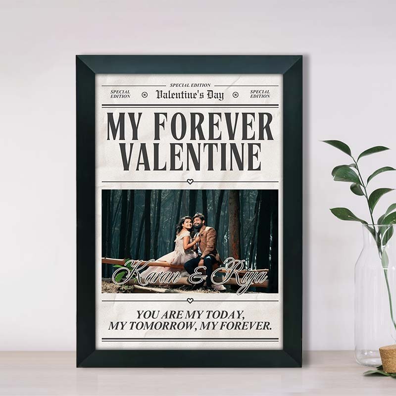 My Forever Valentine Newspaper Personalized Frame-Giftii