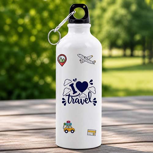 I Love Travel Sipper Bottle|Travel Theme Water Bottle-Giftii