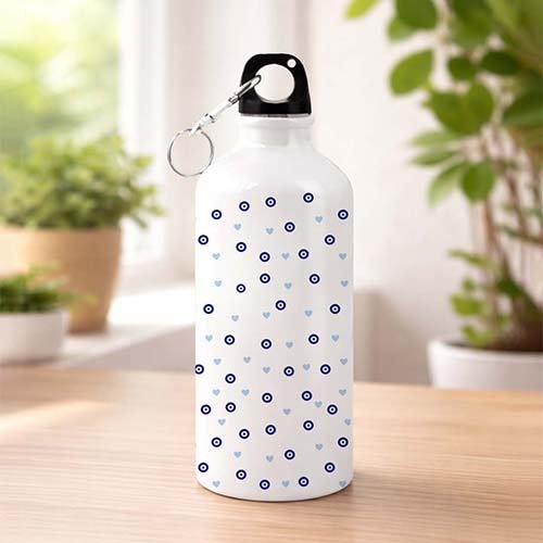 Mini Heart Evil Eye Water Bottle 500ml-Giftii