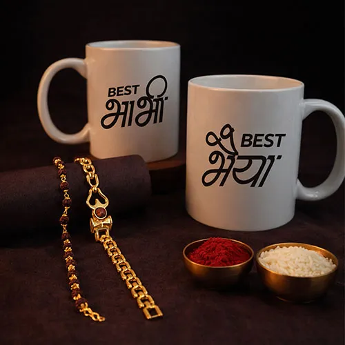 Rakhi Gift Combo for Best Bhaiya Bhabhi with Mug Set-Giftii