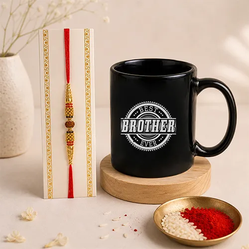 Classic Black Mug Rakhi Combo For Brother-Giftii