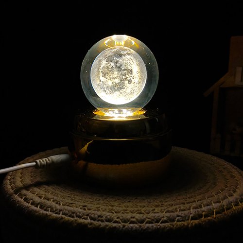 3D Crystal Moon Rotating LED Lamp-Giftii