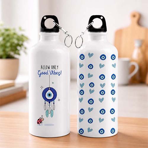 Couple Sipper Bottle Set|Evil Eye & Good Vibes Matching Combo-Giftii
