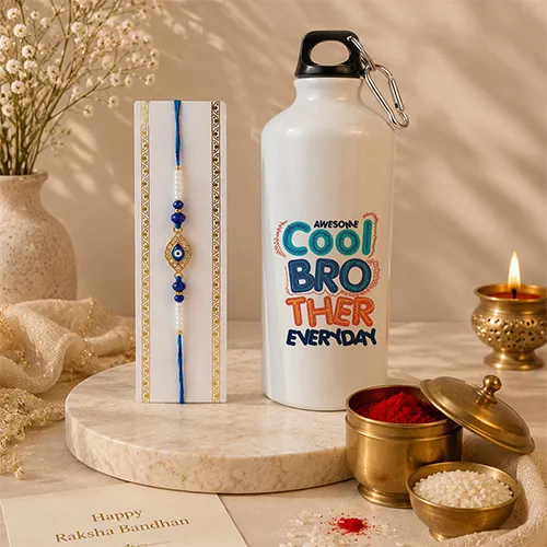 Designer Evil Eye Rakhi with Cool Bro Bottle-Giftii