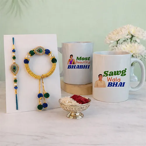 Stylish Couple Rakhi Mug Hamper for Raksha Bandhan-Giftii