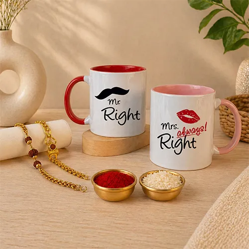 Divine Couple Rakhi With Mug Set-Giftii