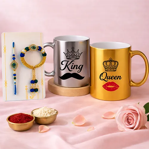 Luxury King Queen Rakhi Celebration Combo For Bhaiya Bhabhi-Giftii
