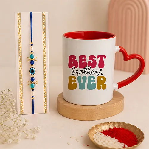 Best Brother Ever Evil Eye Rakhi Mug Combo Gift Set-Giftii