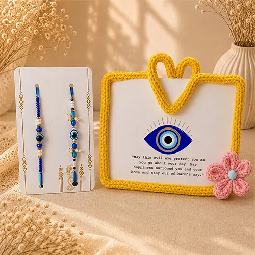 Crochet Nazar Charm Rakhi Hamper-Giftii