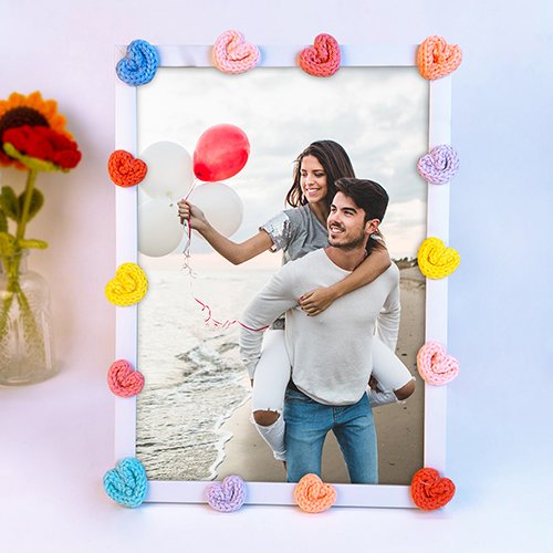 Heart Crochet Personalised Photo Frame-Giftii