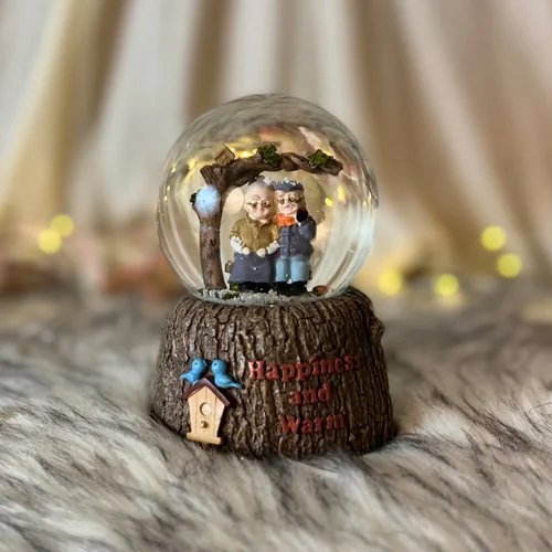 Cute old Couple Swing Lovely Crystal Snow Globe-Giftii