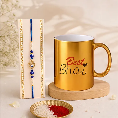 Protective Evil Eye Rakhi Mug Set For Brother-Giftii