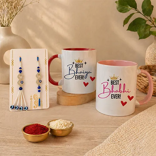 Premium Evil Eye Rakhi Mug Set-Giftii