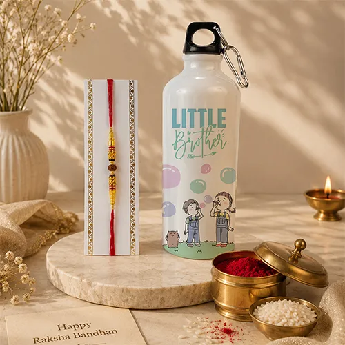 Premium Rakhi & Little Brother Bottle Set For Bhai-Giftii