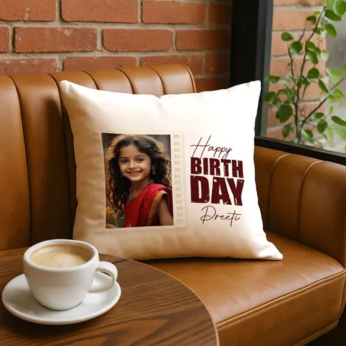 Happy Birthday Custom Photo Cushion-Giftii