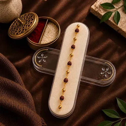 Divine Luxury Raksha Bandhan Rudraksha Bracelet Rakhi-Giftii