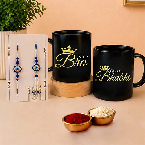 Luxury Black Mug Gift Rakhi Set for Raksha Bandhan-Giftii