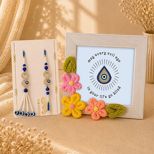 Designer Evil Eye Infinity Bhaiya Bhabhi Rakhi Combo-Giftii