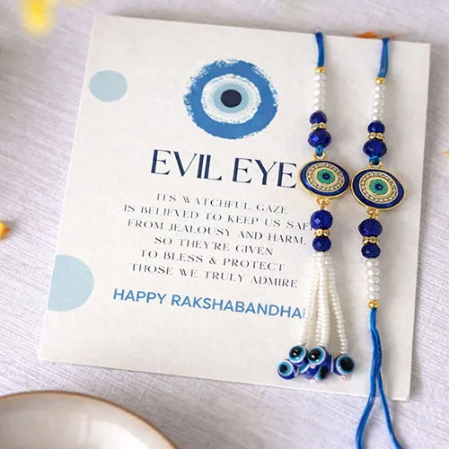 Designer Evil Eye Rakhi Set for Bhaiya Bhabhi-Giftii