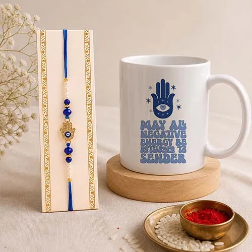 Nazar Suraksha Rakhi Mug Combo for Brother-Giftii