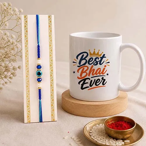 Best Bhai Ever Evil Eye Rakhi Mug Gift Set-Giftii
