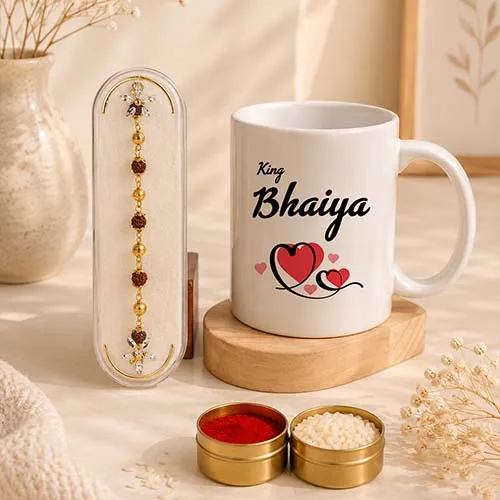 Premium Rakhi Gift Set for Brother with King Bhaiya Mug-Giftii