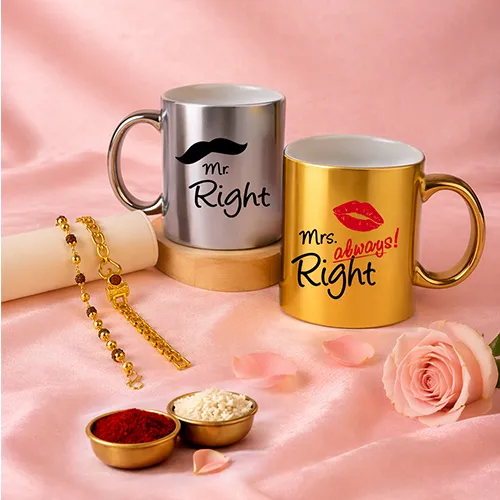Luxury Mr Right Mrs Always Right Rakhi Set-Giftii