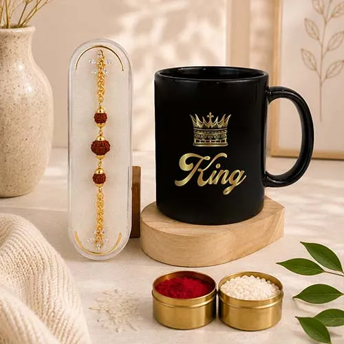 Premium Designer Rakhi with King Coffee Mug For Brother-Giftii