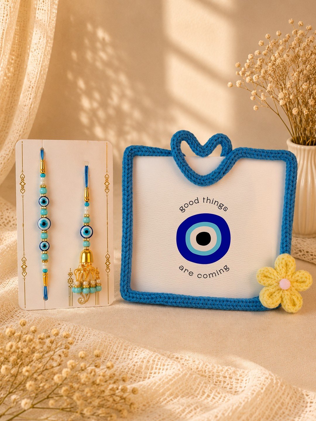 handmade-crochet-frame-and-evil-eye-rakhi-pair-for-bhaiya-bhabhi