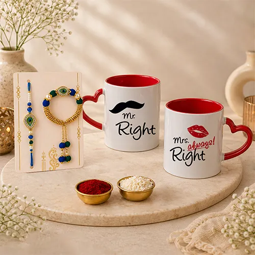 Mr & Mrs Rakhi Combo for bhaiya bhabhi-Giftii