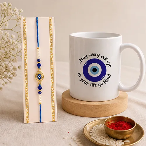 Spiritual Evil Eye Mug & Rakhi Set-Giftii
