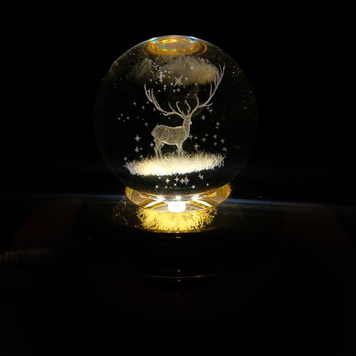3D Crystal Deer Rotating LED Lamp-Giftii