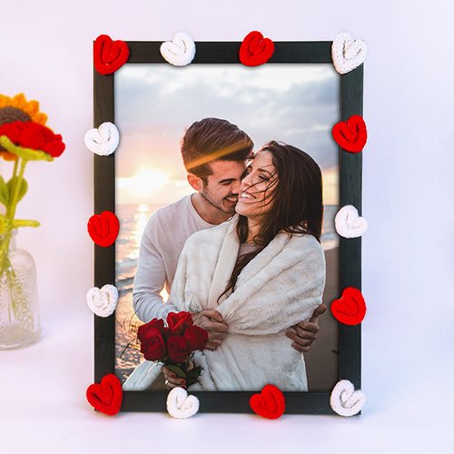 Personalized Heart Crochet Photo Frame-Giftii