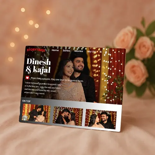 Forever Us Customized Couple Portrait Glass Frame-Giftii