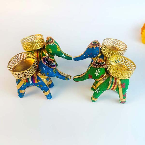 decorative elephant-shaped tea light holders-Giftii