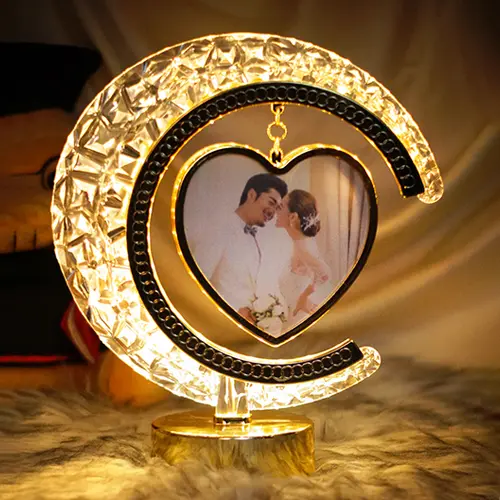 Personalized Heart Photo Frame with Touch and Lighting-Giftii