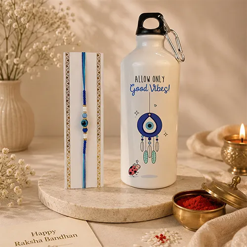 NazarGuard Rakhi & Good Vibes Bottle Set For Bhai-Giftii