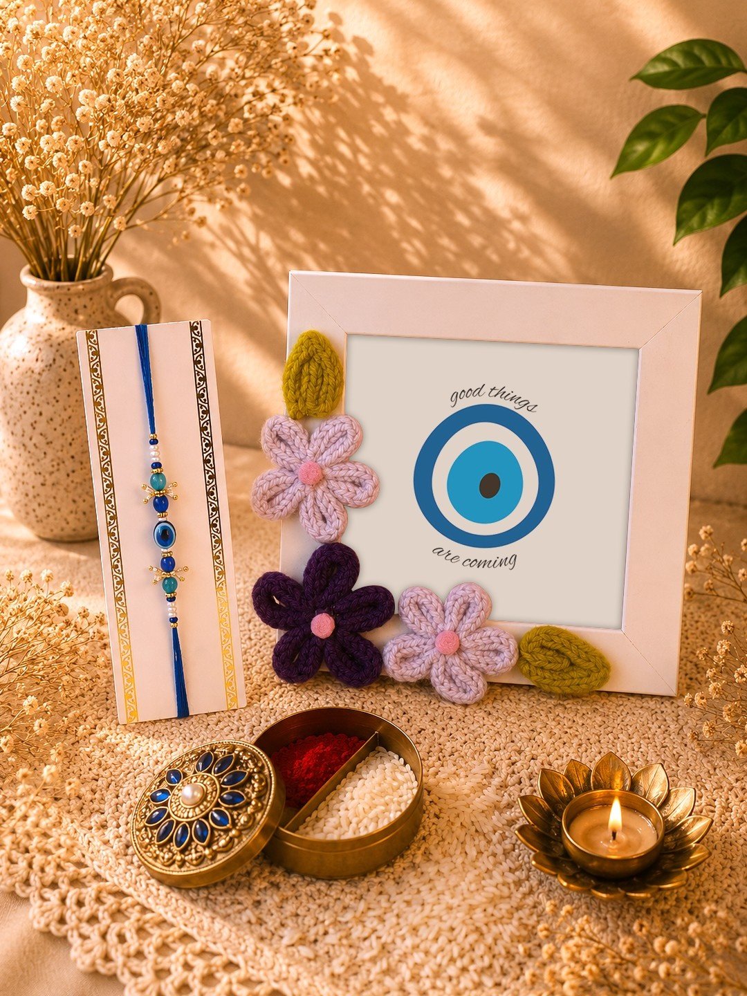 Cute Crochet Frame Rakhi Box For Brother-Giftii