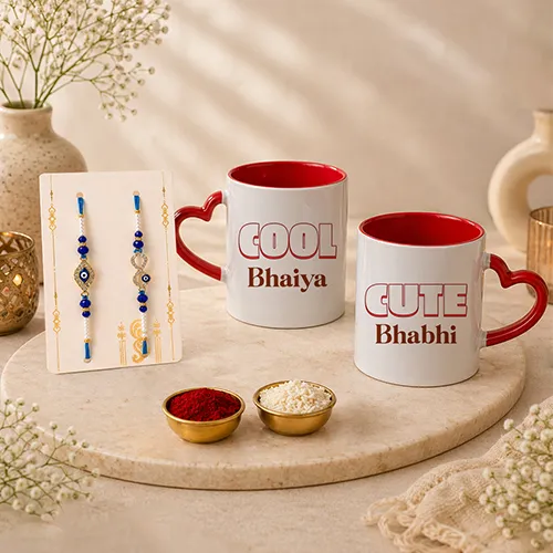 Coffee Mug Rakhi Combo for Bhai & Bhabhi-Giftii