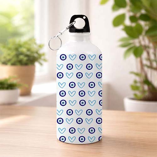 Aesthetic Heart Nazar Sipper Water Bottle-Giftii