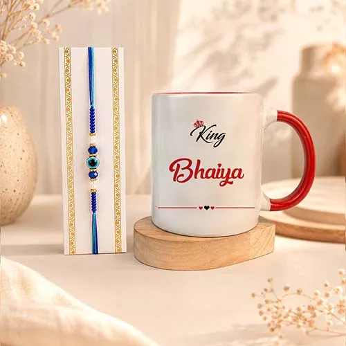 Aesthetic King Bhaiya Rakhi and Mug Gift Combo-Giftii