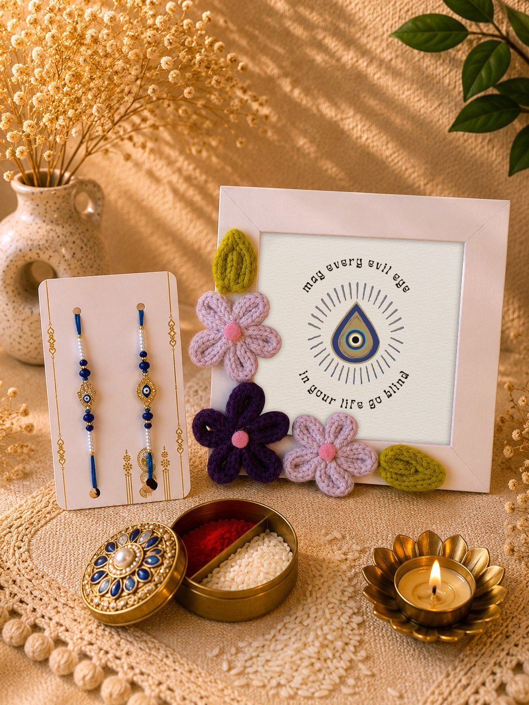 Blessed Together Rakhi Gift Box for Bhaiya Bhabhi-Giftii
